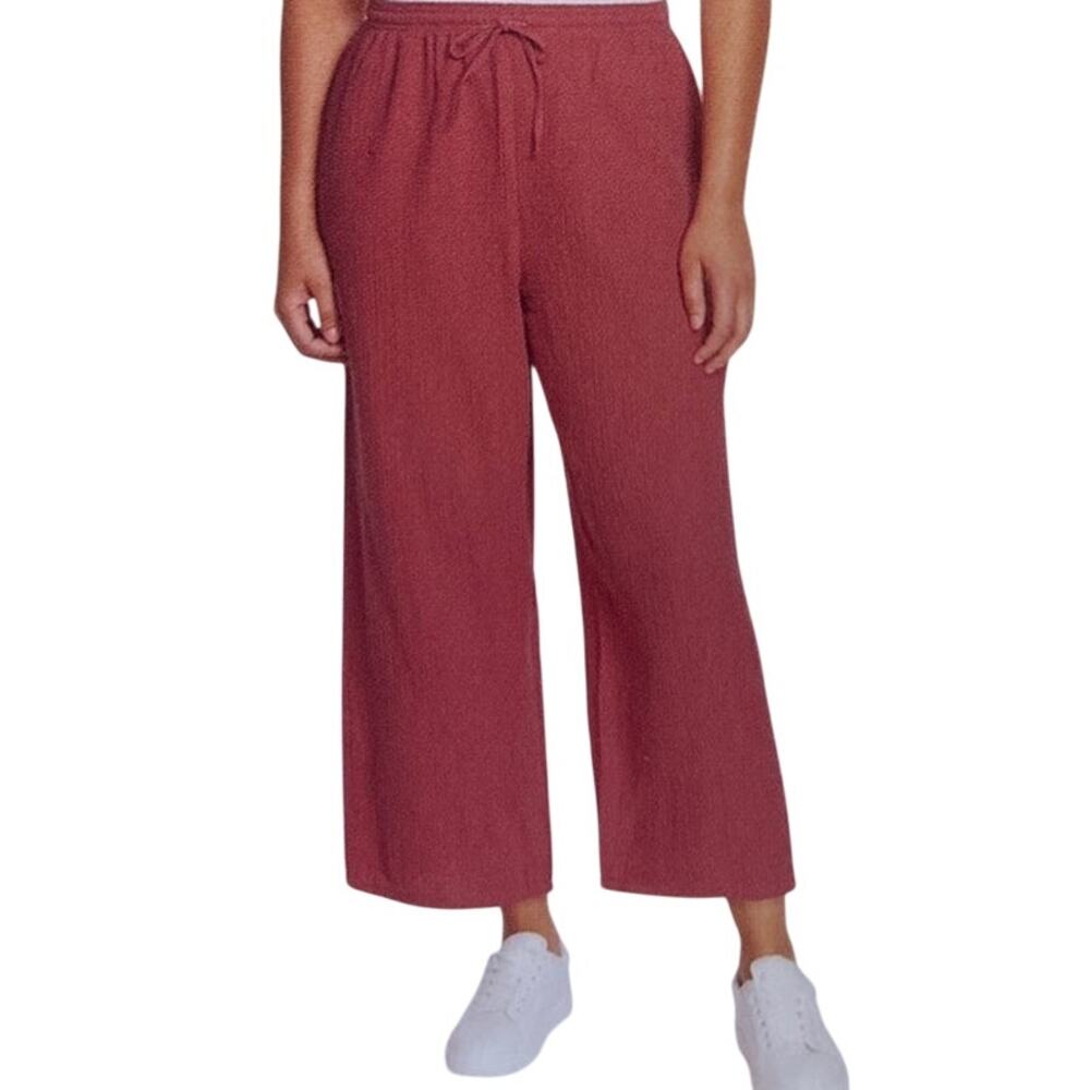Jessica Simpson Womens Red clay Gauze Wide-Leg Crop Pants XL